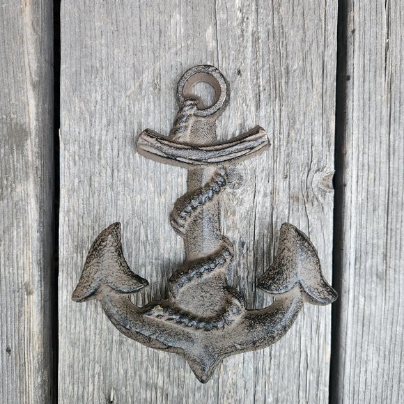 Anchor With Rope Cast Iron Wall Hook Jacket Hanger Towel Holder Hat Hook - Picture 4 of 4